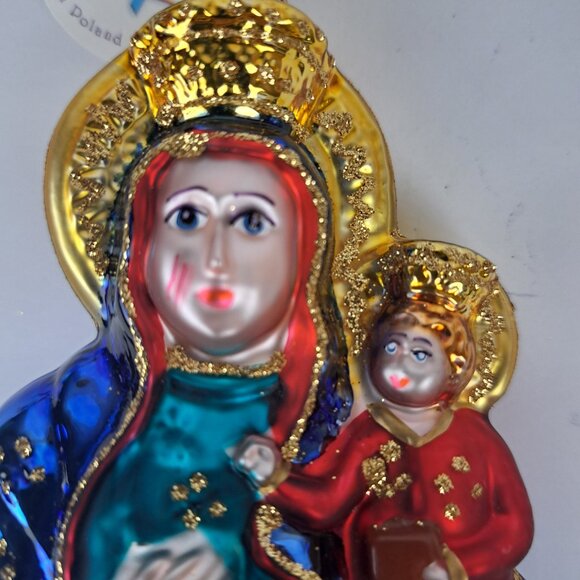 Our Lady of Czestochowa Madonna and Child Handmade Glass Ornament - Picture 12 of 16